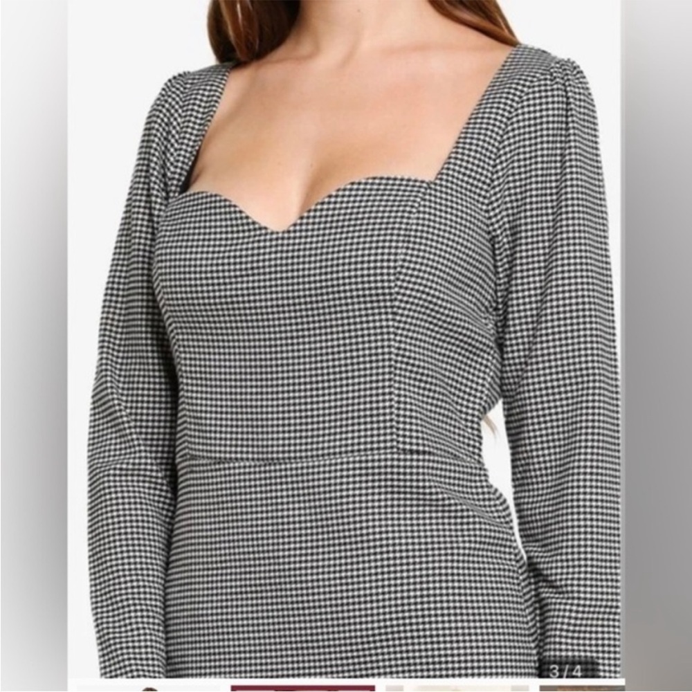 Abercrombie & Fitch Houndstooth Sweetheart Neckline Mini Dress